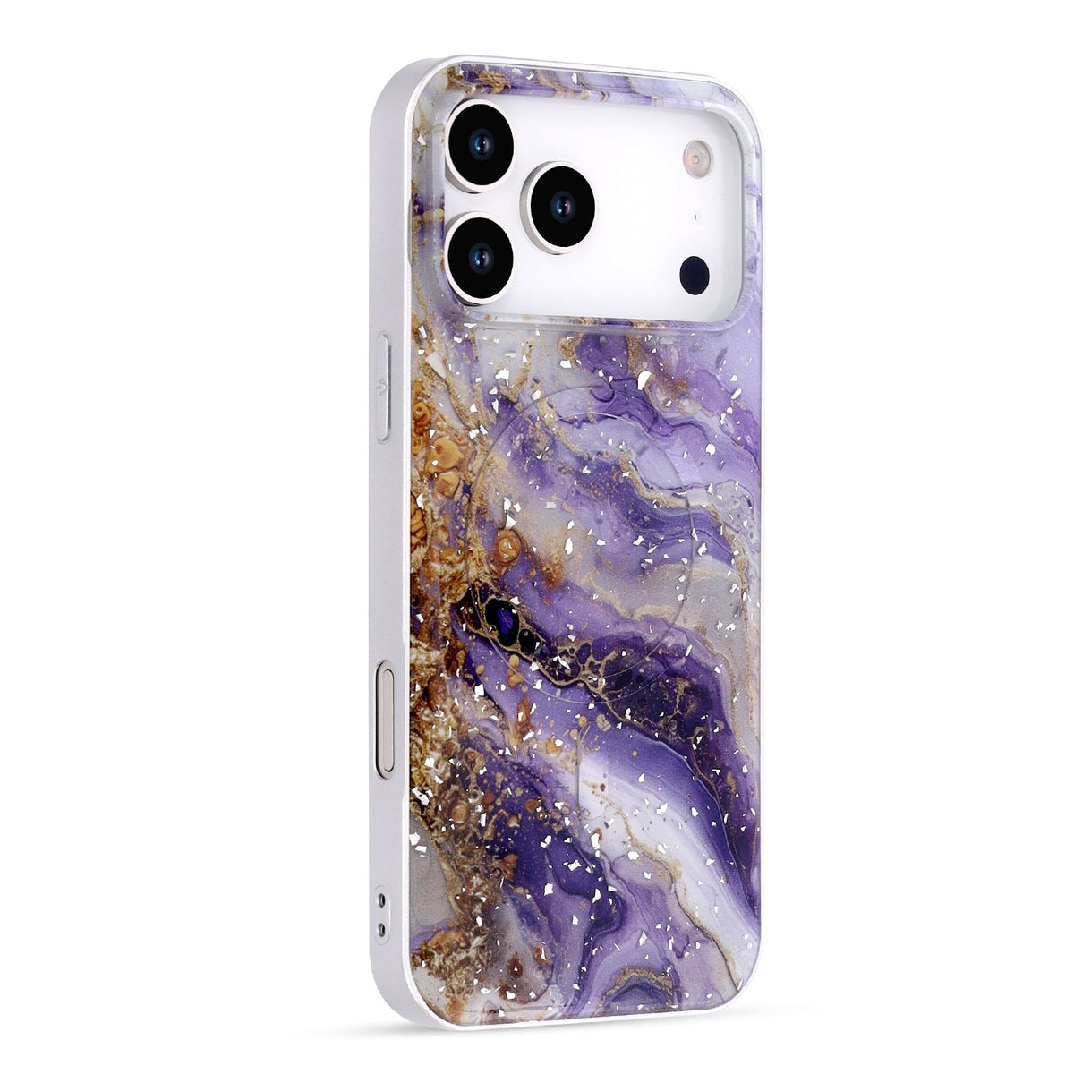 Apple iPhone 17 Pro Case - Purple - Marble Glitter MagSafe Back Cover