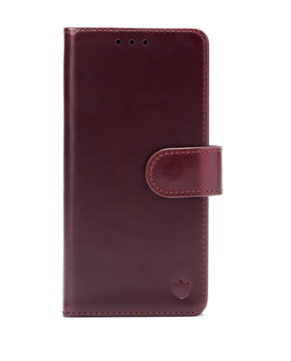 Samsung Galaxy S25 FE Hoesje - Burgundy Red - Echt Leren Bookcase
