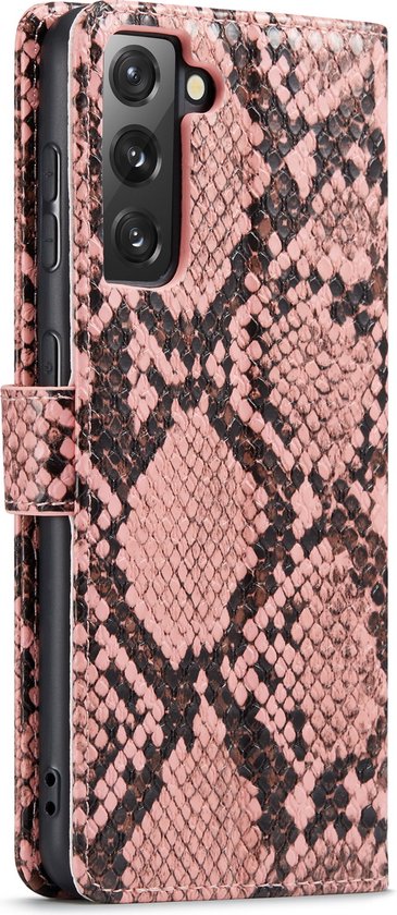 Samsung Galaxy S21 FE Hülle - Pink - Luxus Schlangen-Bookcase