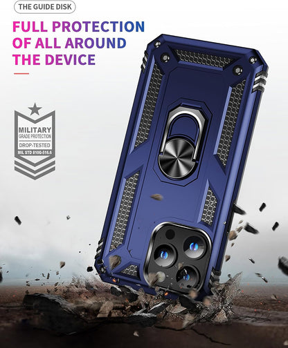 Apple iPhone 15 Pro Max Hülle - Blau - Armor-Ständer-Backcover