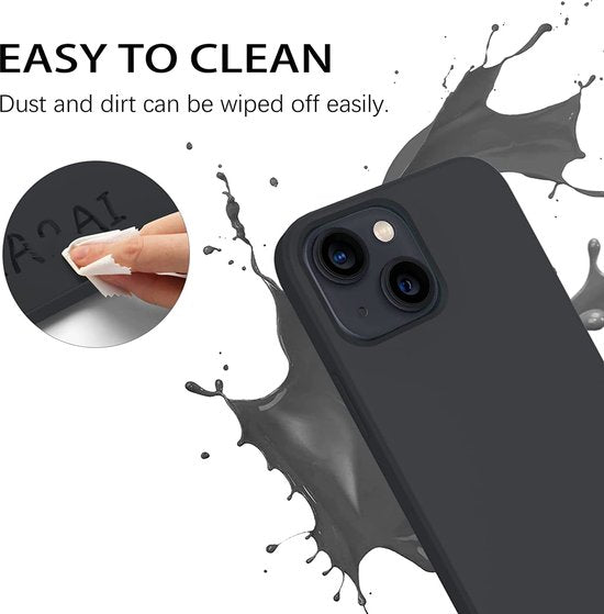 Apple iPhone 14 Pro Hoesje - Zwart - Siliconen Back Cover met Telefoonkoord