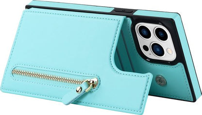 Apple iPhone 14 Pro Case - Turquoise - Luxury Back Cover with Phone Strap and Zipper