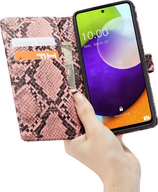 Samsung Galaxy A52 / A52S Hoesje - Roze - Slangen Bookcase