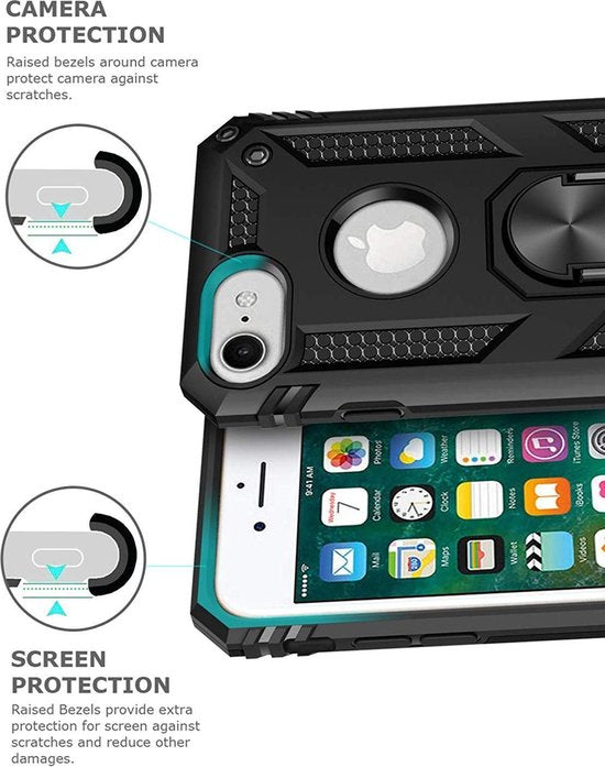 Apple iPhone 7 Hoesje - Zwart - Armor Kickstand Back Cover