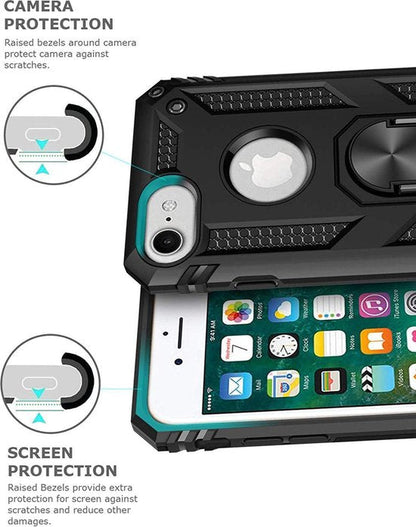 Apple iPhone 7 Hoesje - Zwart - Armor Kickstand Back Cover