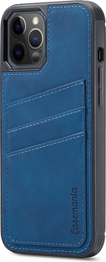 Apple iPhone 12 Pro Max Hoesje - Navy Blue - Back Cover met Pasjeshouder