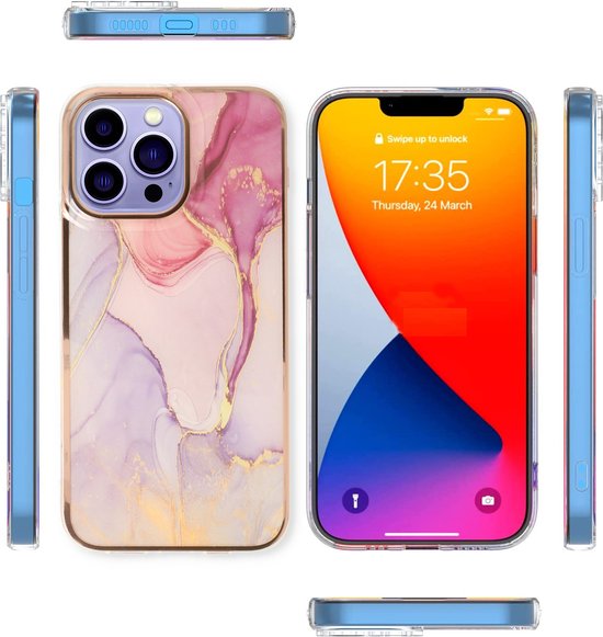 iPhone 14 Pro Hoesje - Nova - Siliconen Marmer Back Cover