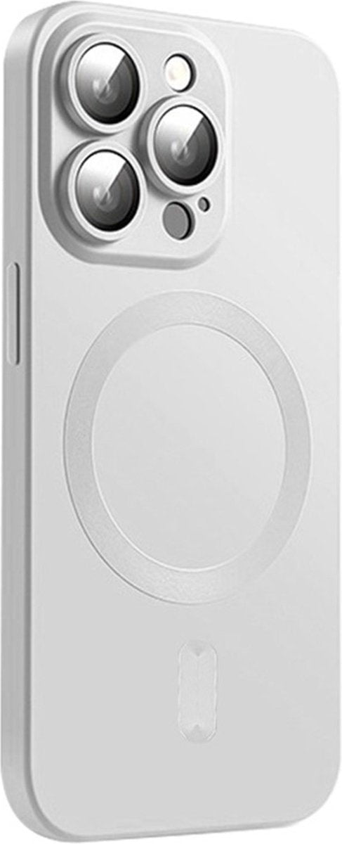 Apple iPhone 16 Pro Max Hoesje - Zilver - Matte Siliconen MagSafe Back Cover