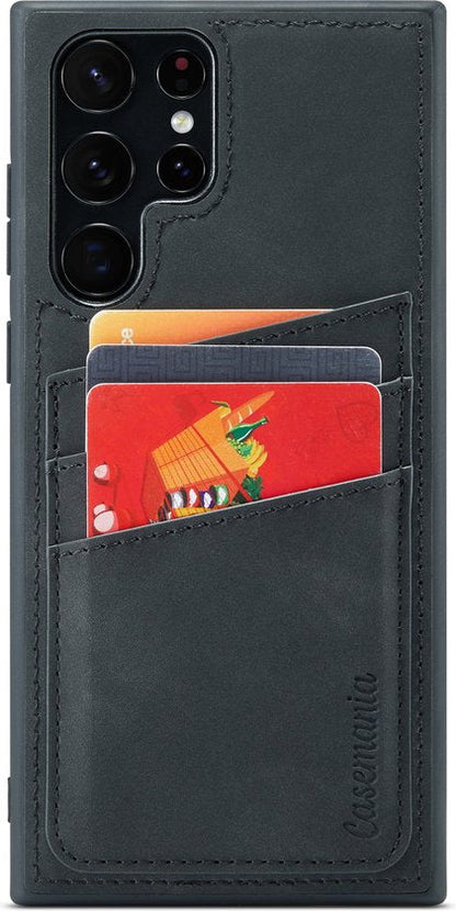 Samsung Galaxy S22 Ultra Hoesje - Charcoal Gray - Back Cover met Pasjeshouder