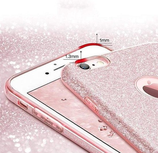Apple iPhone X/10 Hülle - Pink & Silber - Glitter Backcover