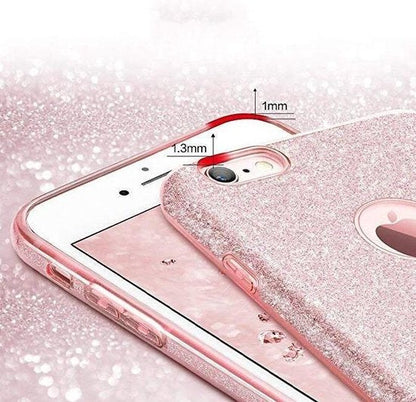Apple iPhone X/10 Hülle - Pink & Silber - Glitter Backcover