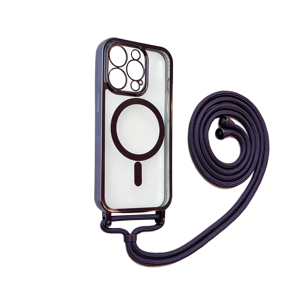 iPhone 14 Pro Hoesje - Paars - Siliconen MagSafe Back Cover met Telefoonkoord