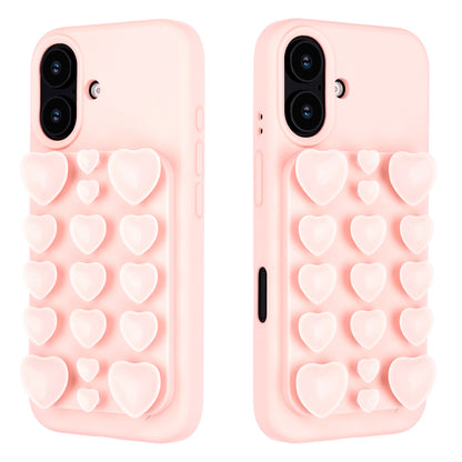 Apple iPhone 17 Hoesje - Licht Roze - Siliconen Back Cover met Afneembare Hartjes Zuignappen
