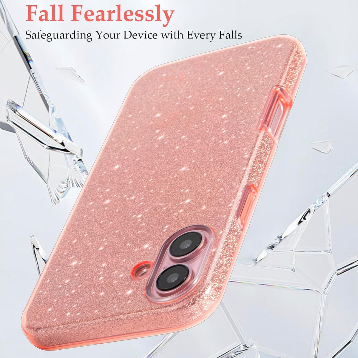 Apple iPhone 16 Plus Hoesje - Roze - Glitter Back Cover