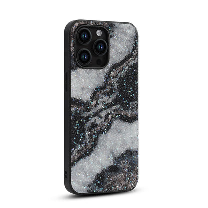 Apple iPhone 15 Pro Max Hoesje - Zwart - Diamant Marmer Glitter Back Cover