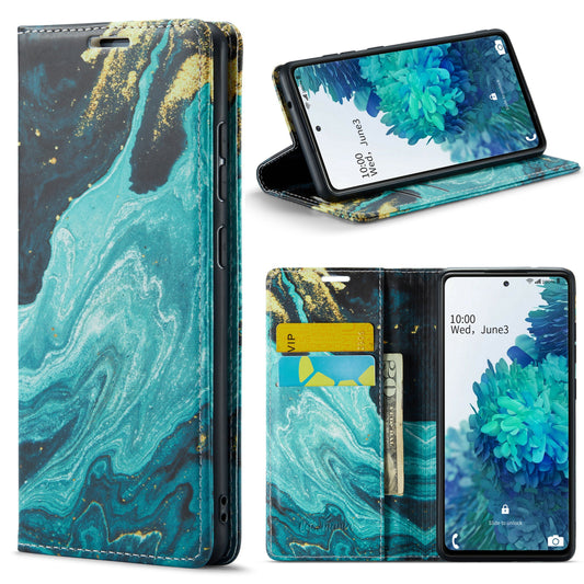 Samsung Galaxy A23 Hülle - Blue Aquamarine - Marmor Klapphülle mit Kartenfach