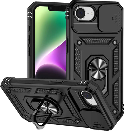 Apple iPhone 17e Hoesje - Zwart - Armor Kickstand en Camera Bescherming Back Cover