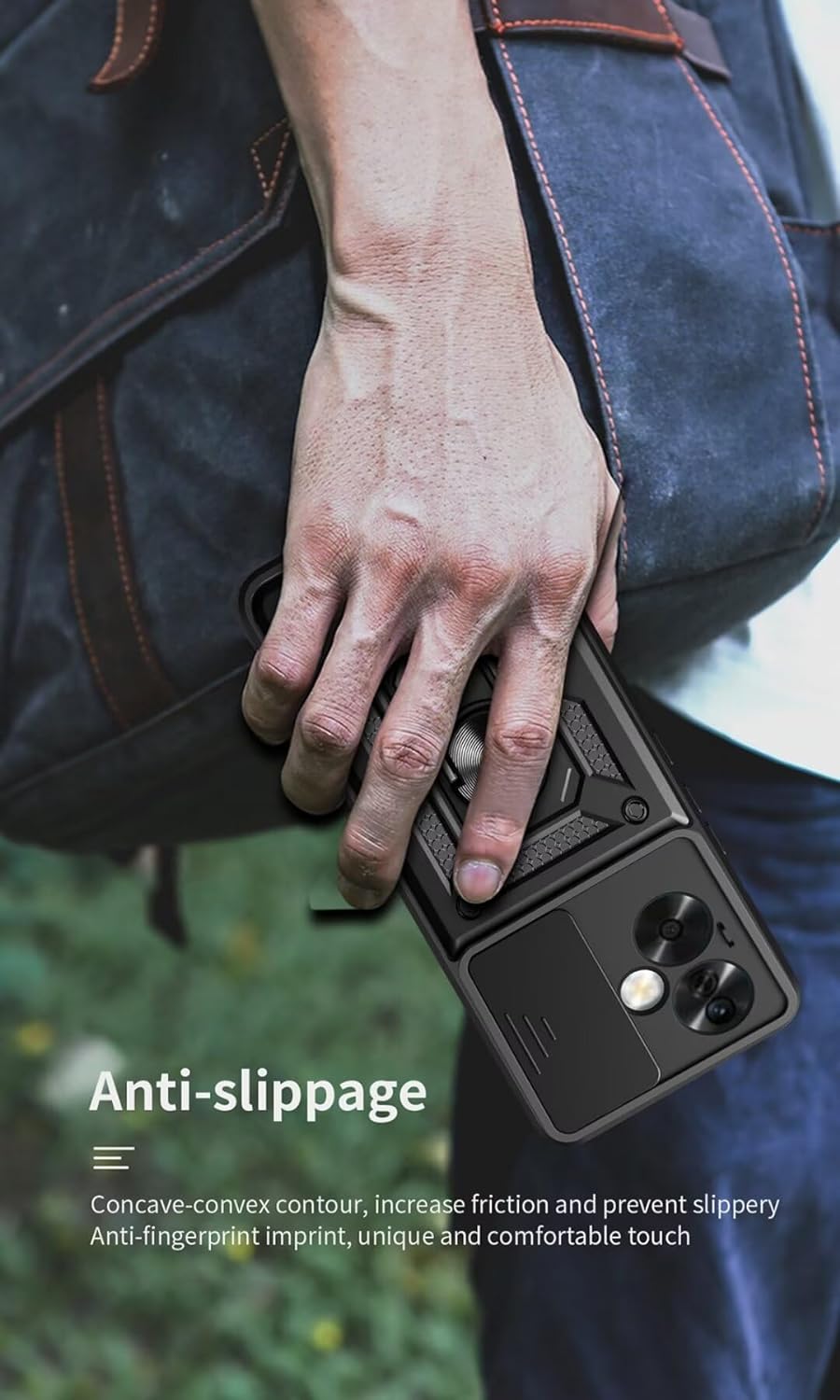 Oppo A79 Hoesje - Blauw - Armor Kickstand en Camera Bescherming Back Cover