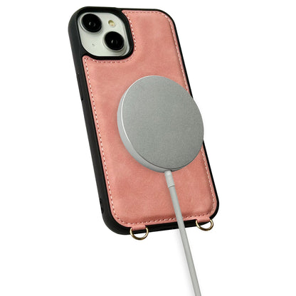 Apple iPhone 14 Hoesje - Pale Pink - Luxe MagSafe Bookcase met Telefoonkoord