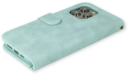 iPhone 14 Hoesje - Aqua Blue - Luxe Bookcase met Rits
