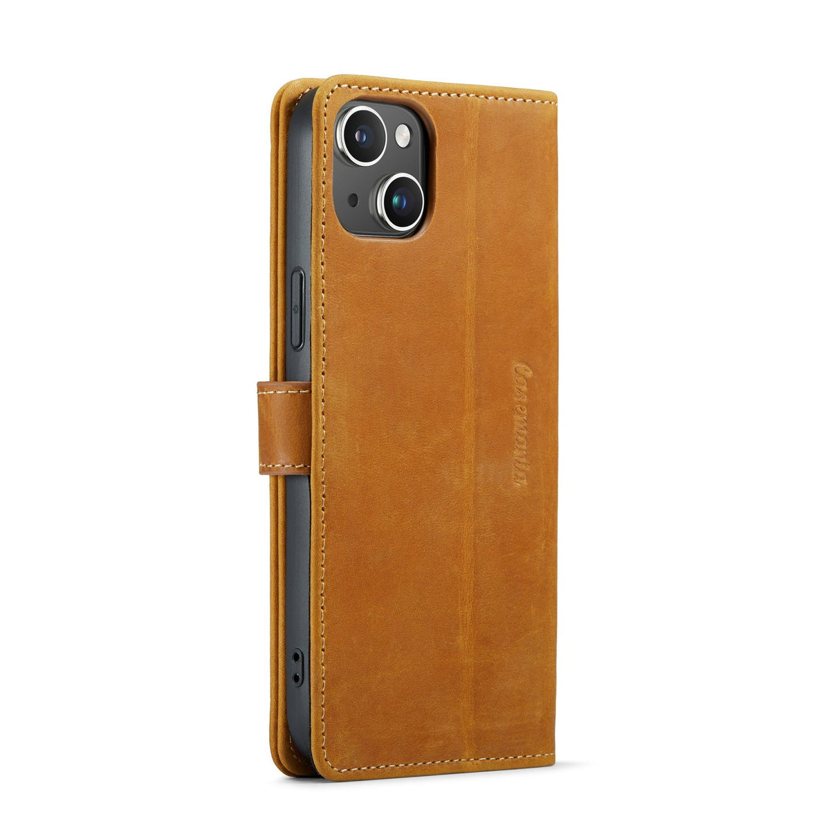 Apple iPhone 15 Plus Case - Brown - Genuine Leather Wallet Case