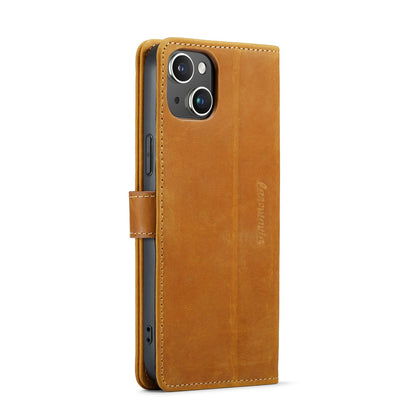 Apple iPhone 15 Plus Case - Brown - Genuine Leather Wallet Case