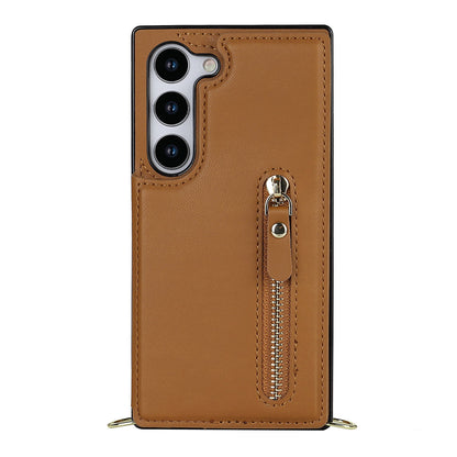Samsung Galaxy S23 Hoesje - Bruin - Luxe Back Cover met Telefoonkoord en Rits