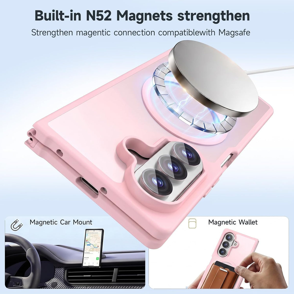 Samsung Galaxy Z Fold8 Ultra Hoesje - Licht Roze - Matte Armor MagSafe Back Cover