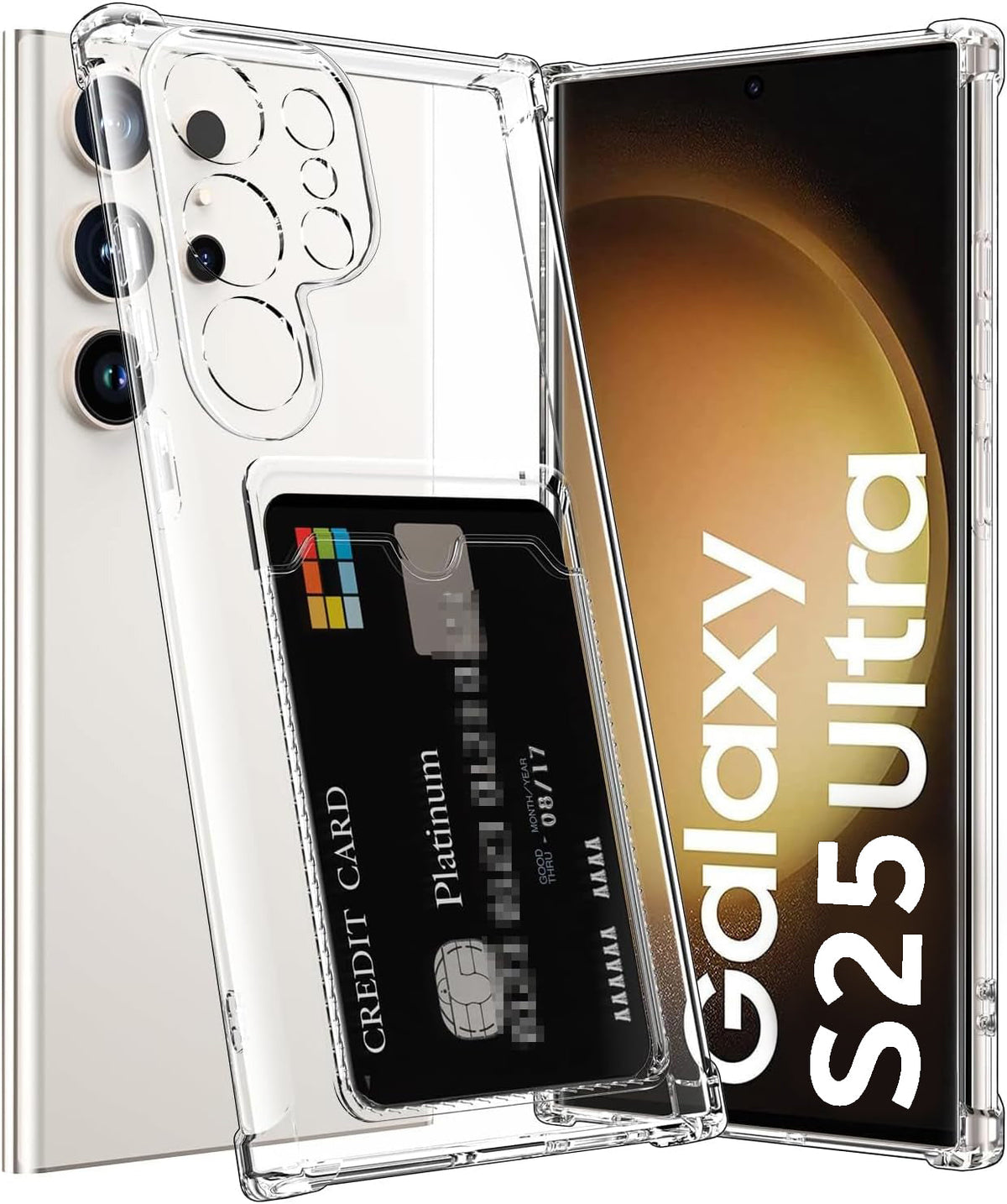 Samsung Galaxy S25 Ultra Hoesje - Transparant met Kaarthouder - Anti-Shock Back Cover met Pasjeshouder