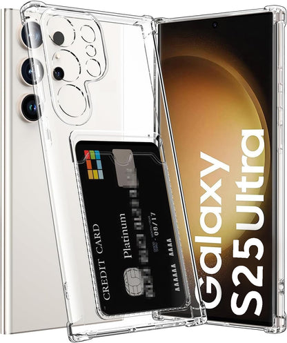 Samsung Galaxy S25 Ultra Hoesje - Transparant met Kaarthouder - Anti-Shock Back Cover met Pasjeshouder