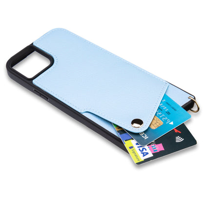 Apple iPhone 15 Hülle - Blau - Backcover mit Handschlaufe und Handykette