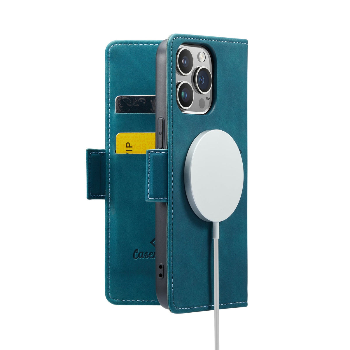 Apple iPhone 15 Pro Hoesje - Emerald Green - Portemonnee MagSafe Bookcase