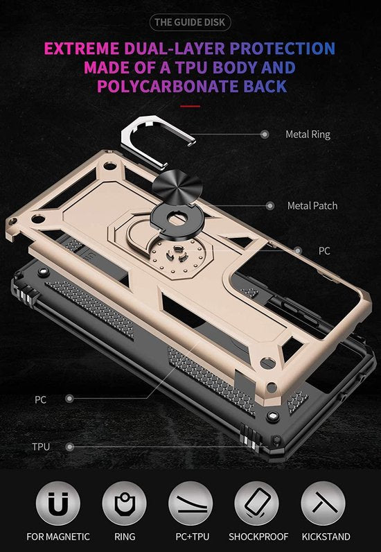 Samsung Galaxy S21 Ultra Hoesje - Goud - Armor Kickstand Back Cover