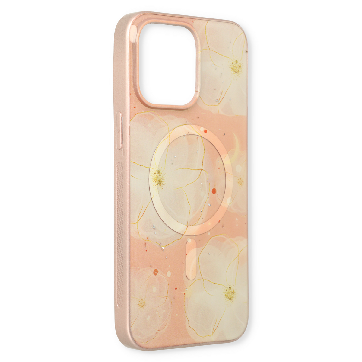 Apple iPhone 15 Plus Hoesje - Roze - Siliconen Marmer MagSafe Back Cover