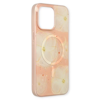 Apple iPhone 15 Plus Hoesje - Roze - Siliconen Marmer MagSafe Back Cover