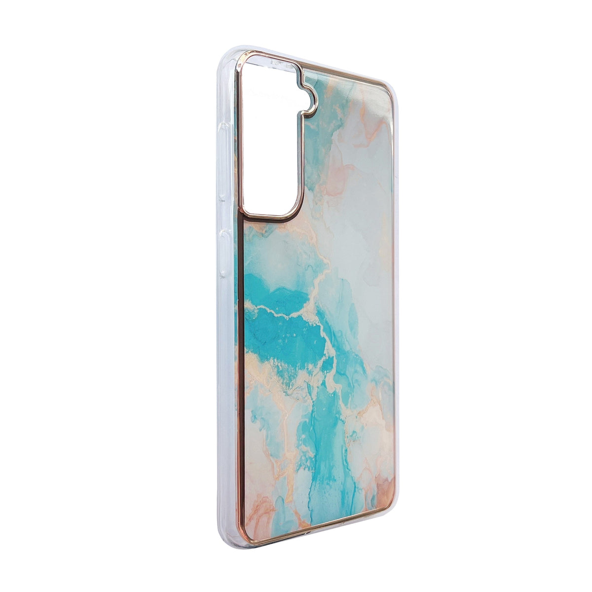 Samsung Galaxy A54 Hoesje - Aqua - Siliconen Marmer Back Cover