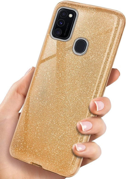Samsung Galaxy A20s Hoesje - Goud - Glitter Back Cover