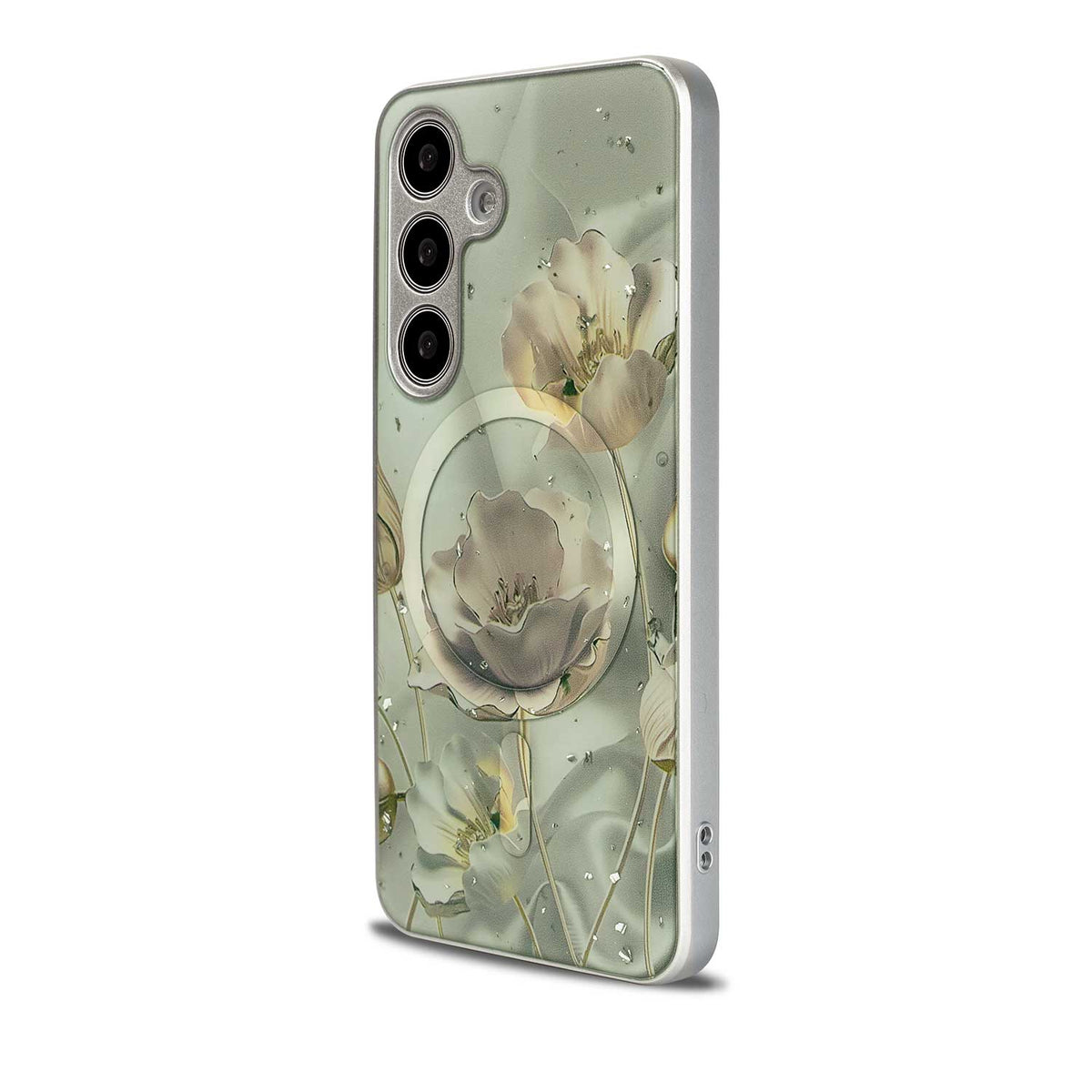 Samsung Galaxy S24 Hoesje - Groen - Siliconen Marmer MagSafe Back Cover