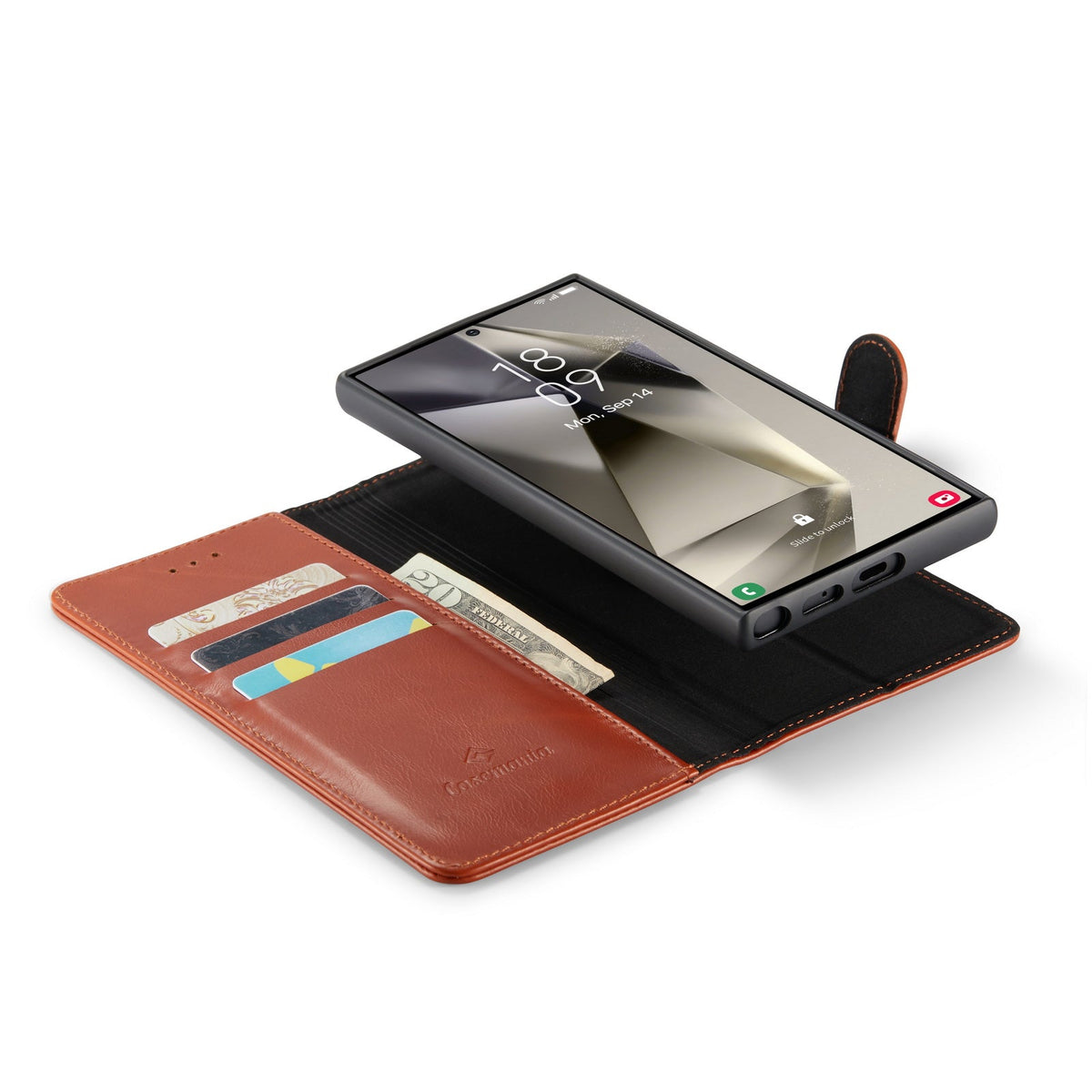 Samsung Galaxy S24 Ultra Hoesje - Sienna Brown - Echt Leren 2 in 1 Bookcase