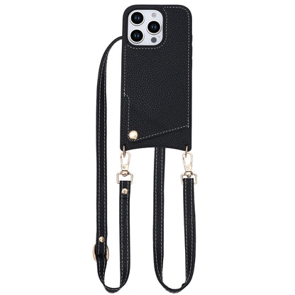 Apple iPhone 16 Pro Max Hoesje - Zwart - Back Cover met Pols Bandje en Telefoonkoord