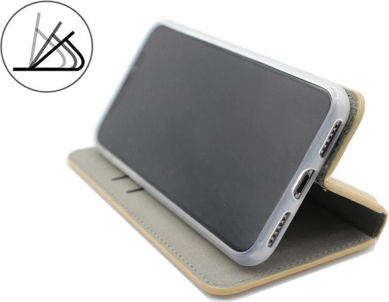 Samsung Galaxy J6+ (2018) Hoesje - Goud - Luxe Kunstlederen Portemonnee Bookcase