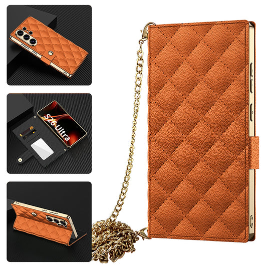 Samsung Galaxy S26 Ultra Hoesje - Oranje - Kunstleren Crossbody Book Case met Pasjeshouder