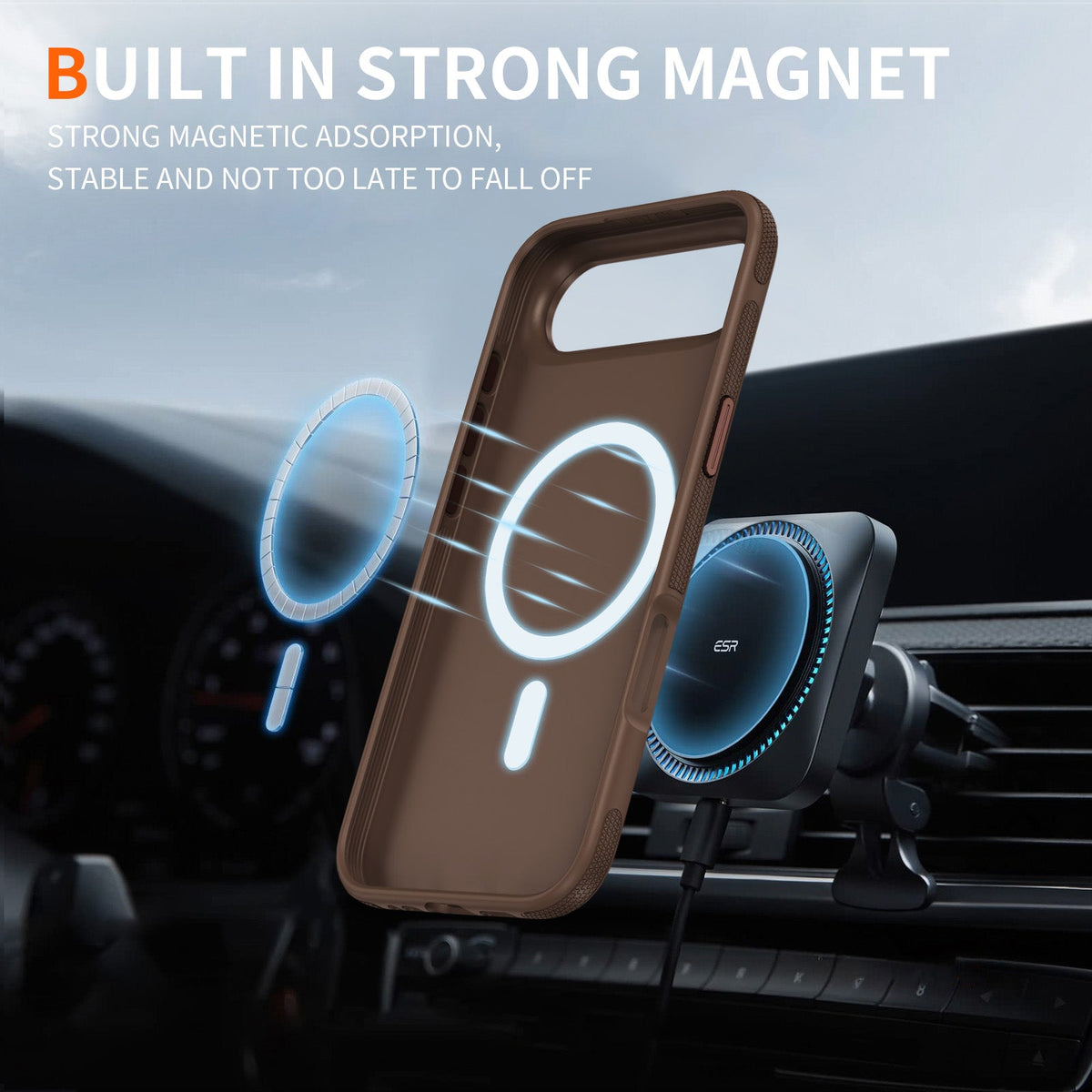 iPhone 17 Pro Hoesje - Bruin - Soft Siliconen Magsafe Back Cover