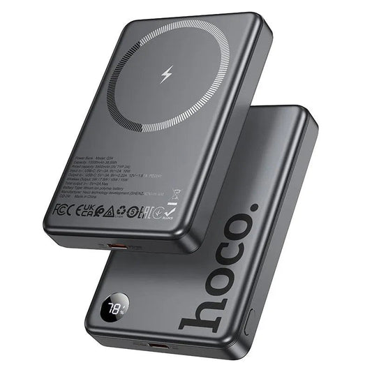 Hoco Powerbank 10.000mAh Magnetisch Draadloos - Metallic Gray