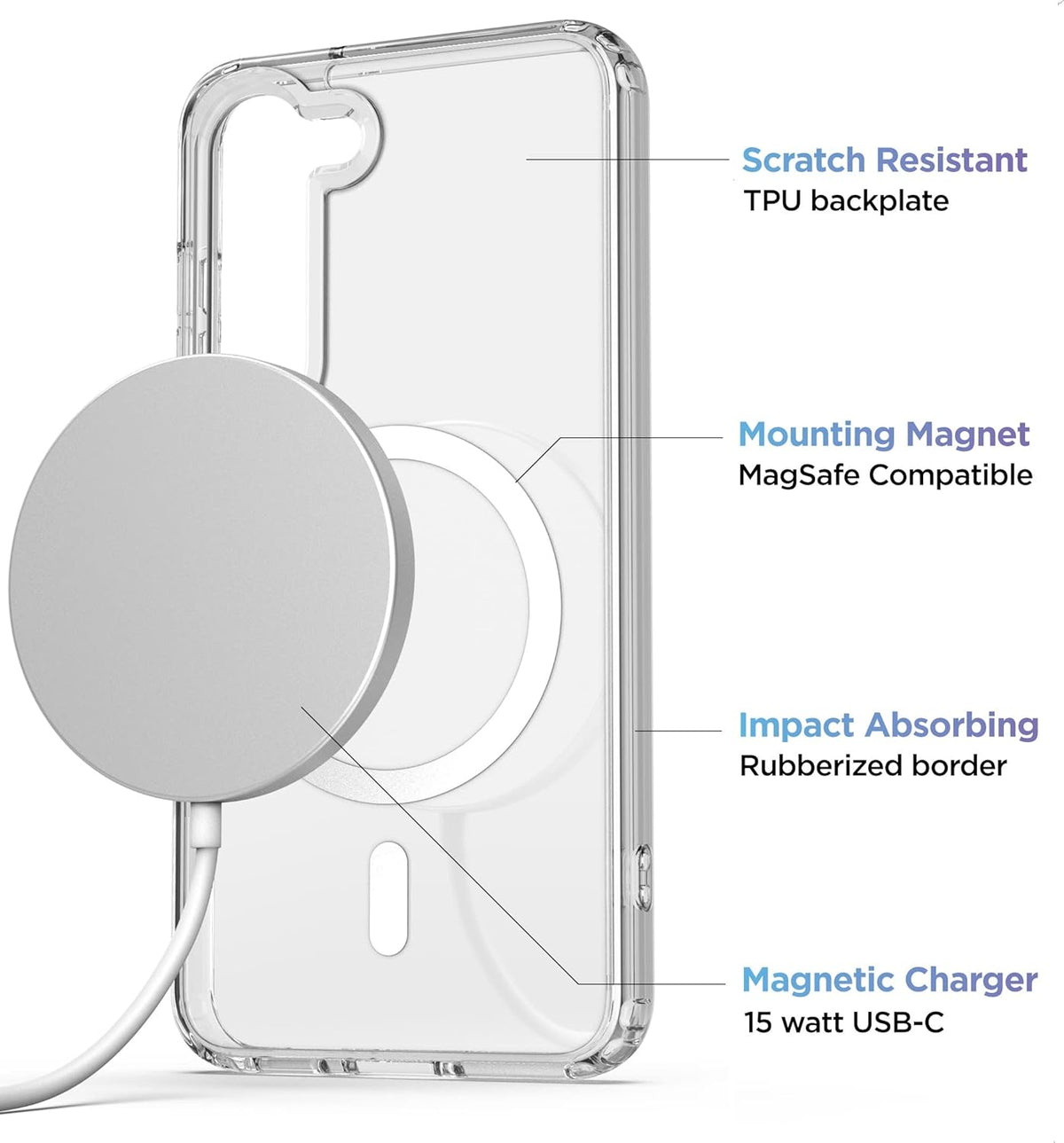 Samsung Galaxy S23 Hoesje - Transparant - Anti-Shock MagSafe Back Cover