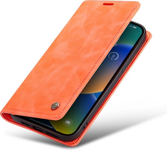 Apple iPhone 14 Plus Hoesje - Topaz Orange - Dunne Bookcase
