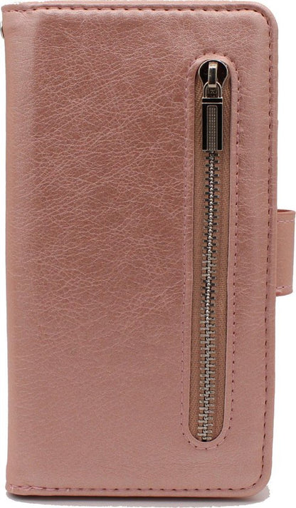 Apple iPhone X/10 Hoesje - Rosegoud - Luxe Bookcase met Rits