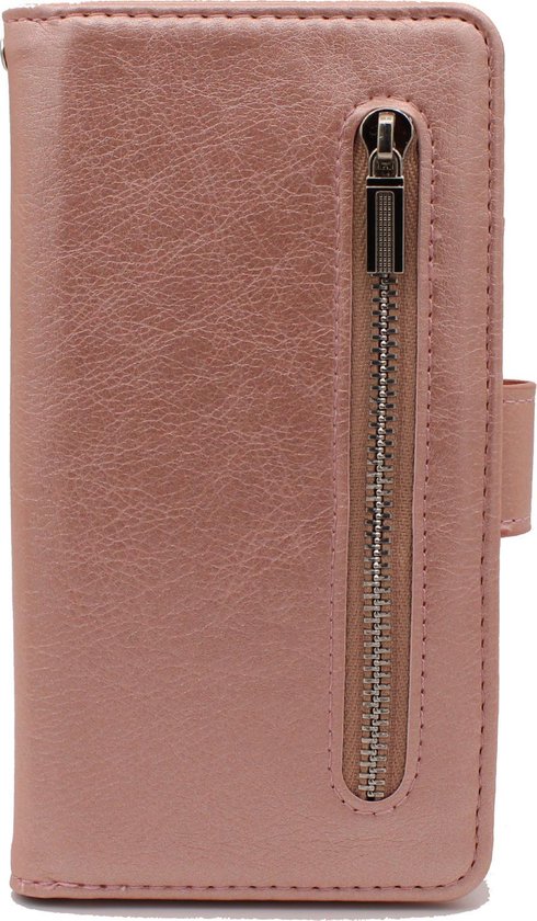 Samsung Galaxy J6+ (2018) Hülle - Roségold - Luxuriöse Bookcase mit Reißverschluss