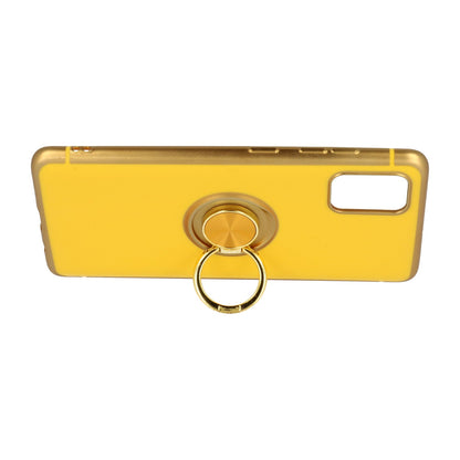 Samsung Galaxy S20 Ultra Hoesje - Geel - Siliconen Ring Kickstand Back Cover