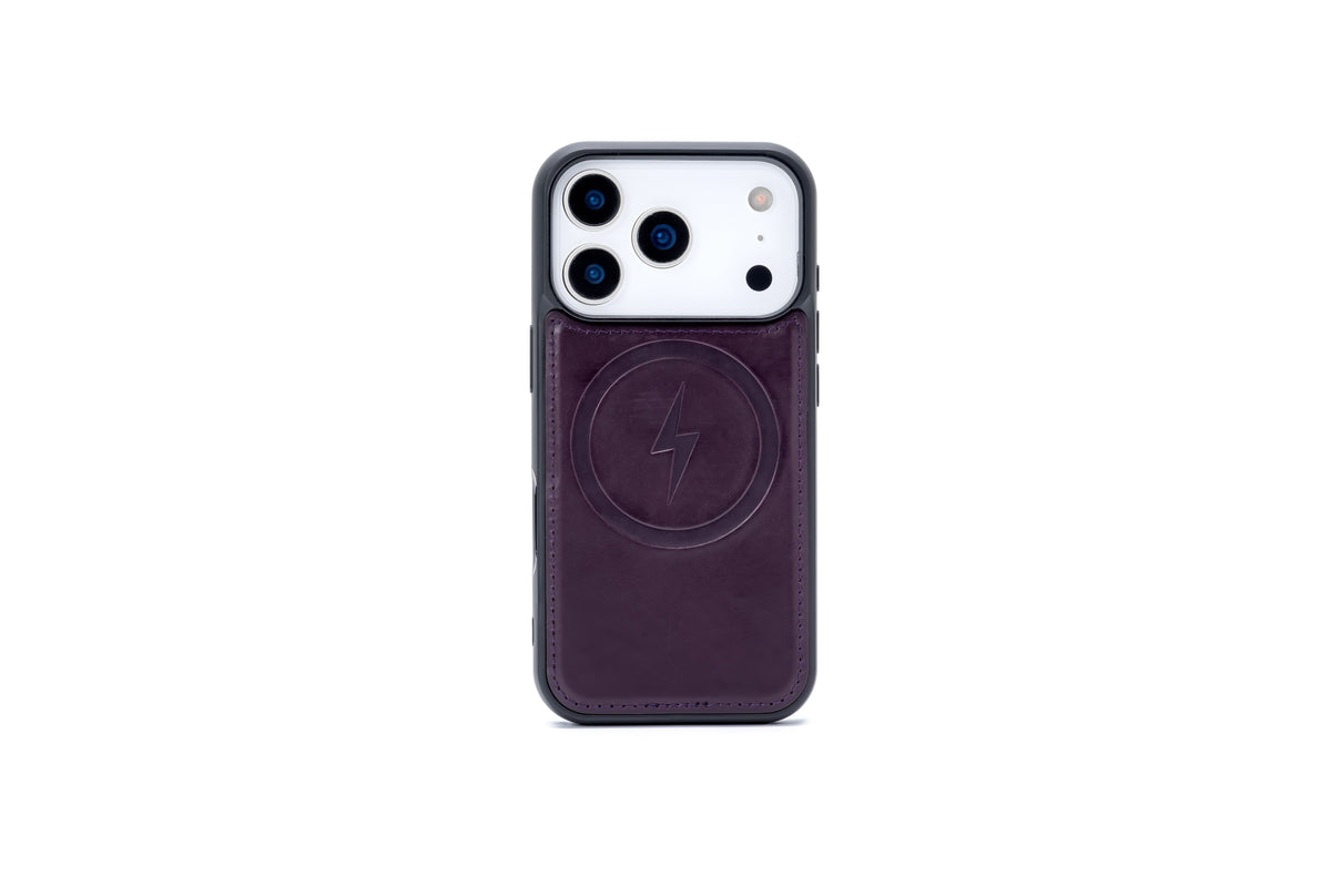 Apple iPhone 17 Pro Hoesje - Dark Purple - Echt Leren MagSafe Bookcase